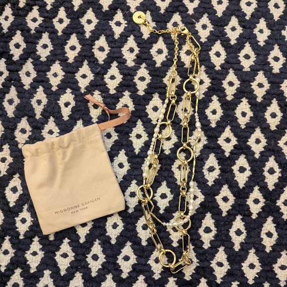 Mignonne Gavigan Jewelry - Mignonne Gavigan Gold and Pearl Double Chain Necklace
